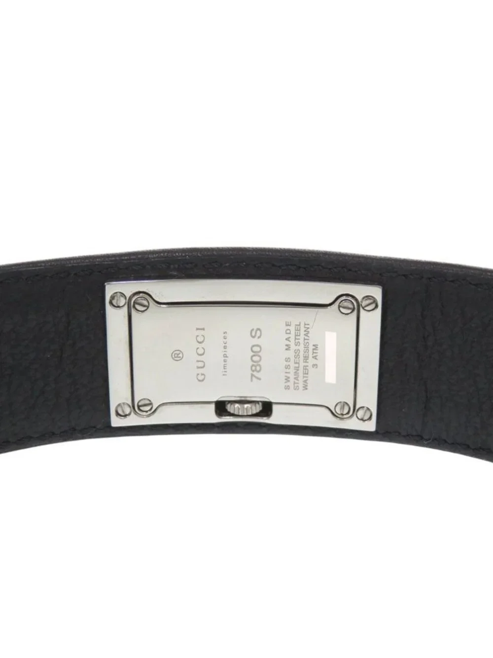 Gucci SS Leather Black Dial Quartz Watch